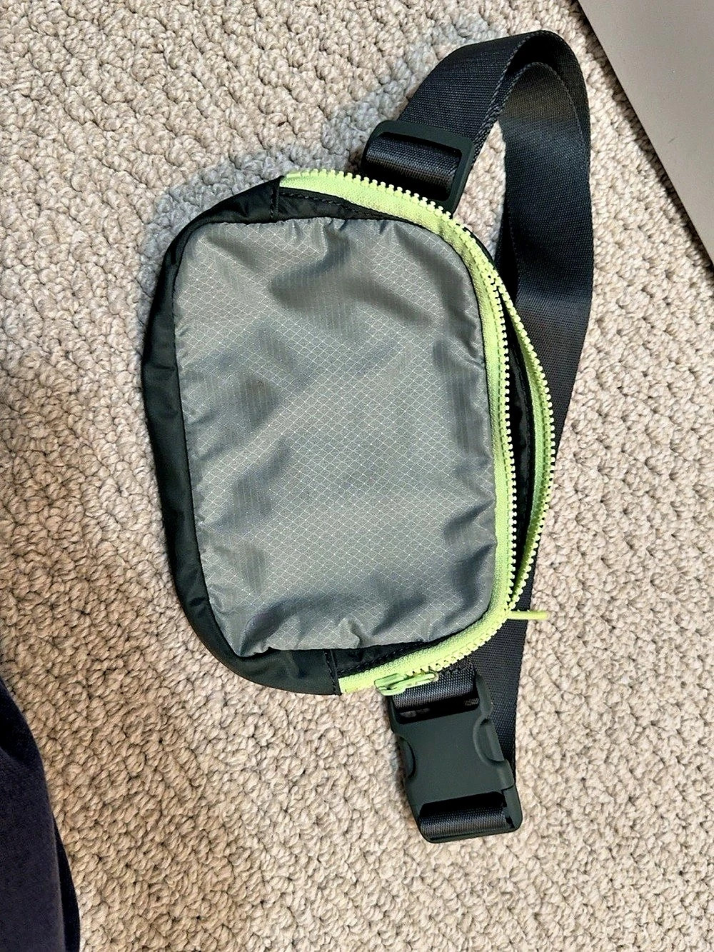 Lululemon Gray Belt Bag Neon Lime Green Zipper Crossbody